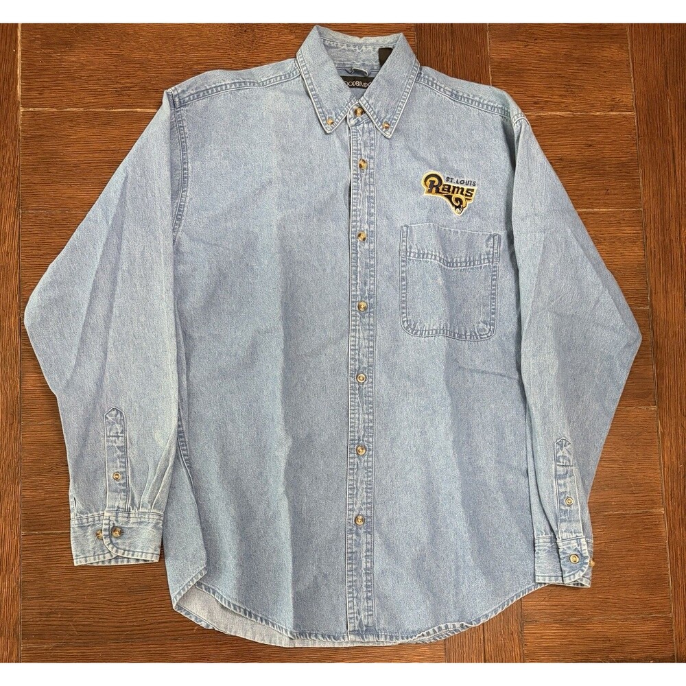 Vintage Los Angeles Rams Size M Denim Long sleeve Button Down Shirt